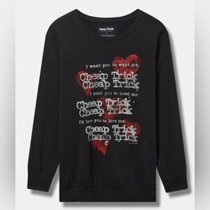NWT Torrid Plus Size Black Cheap Trick Cozy Fleece Sweatshirt -Size XL - 14-16